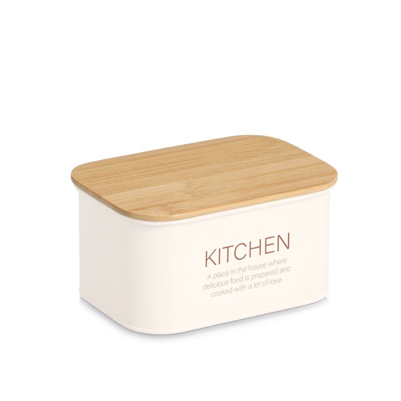 Voorraadpot met bamboe deksel "Kitchen", 1200 ml, crème