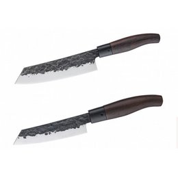 TAKAHIRO MIYAZAKI - lot de 2 Santoku Bocho Okii 7 pouces et Chiisai 5,5 pouces, lame en acier papier bleu japonais avec manche en wengé