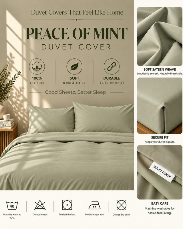 Housse de couette - Satin de coton 400 fils au pouce - Paix de menthe