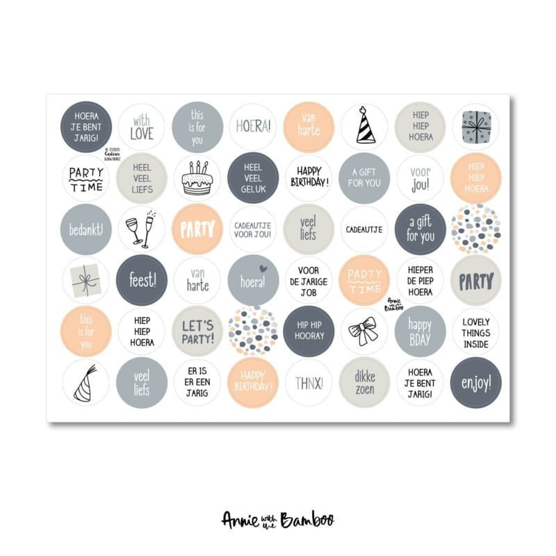 Sticker sheet - Gift stickers 'Blue / Orange'