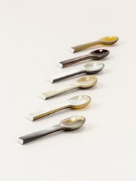 Set mit 6 Baguette-Salzlöffeln aus marmoriertem Schwarzhorn