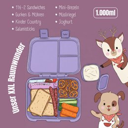 Leaf can with compartments, light & leak -proof - unicorn purple