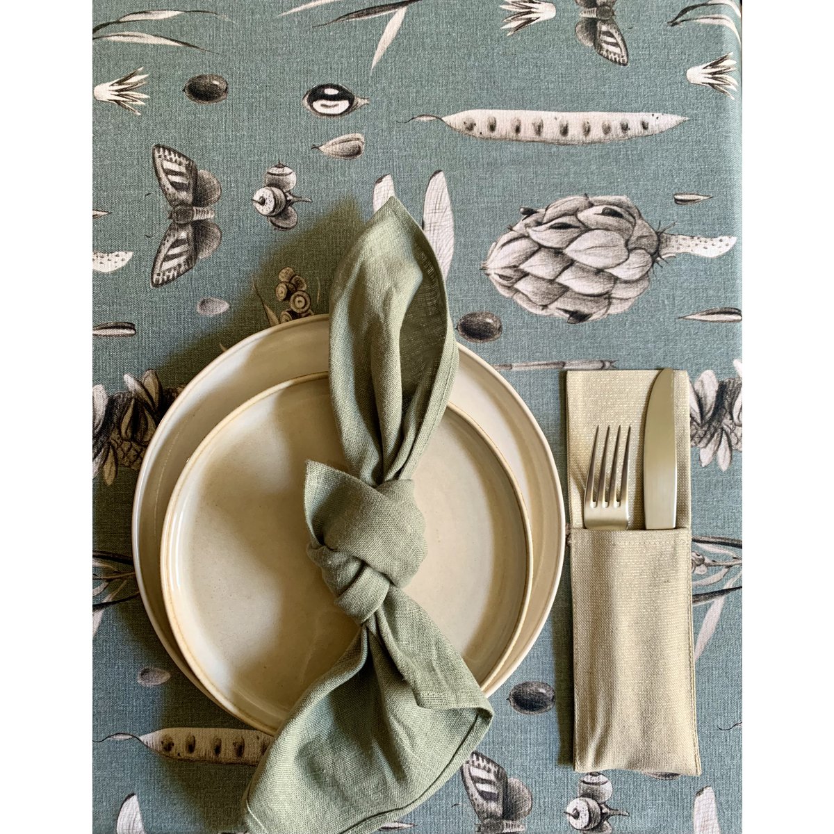 Mantel Rectangular, 100% Algodón, Estampado | Semillas Aguamarina