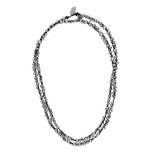 Black Silver-Chaped Leather Collar Multipión