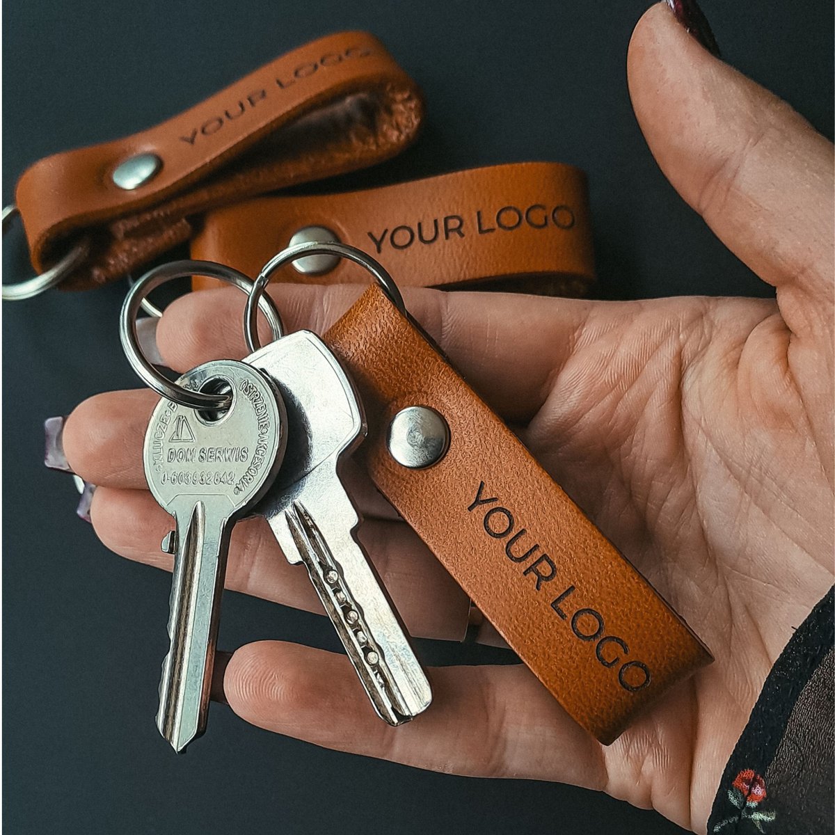 Custom leather key fobs with your logo engraved