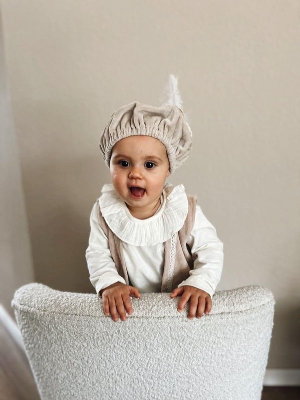 Luxury Pete hat | Beige velvet | Bow