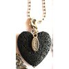 Necklace with heart lava stone and charm "Sweetie"