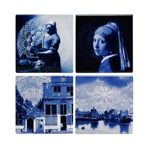 Coasters Vermeer Delft blue set of 4