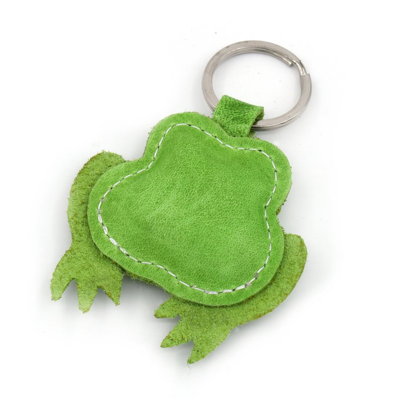Lucky Green Froggie håndlavet læder nøglering