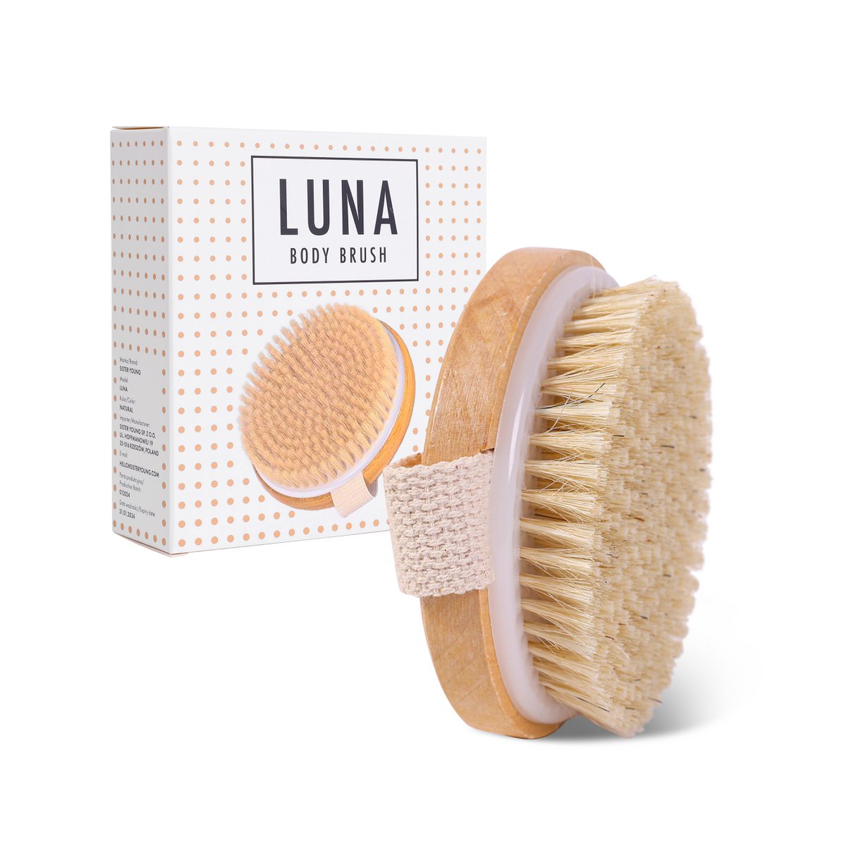 Sister Young l LUNA – Anti-cellulite body brush with natural bristles for dry and wet massage