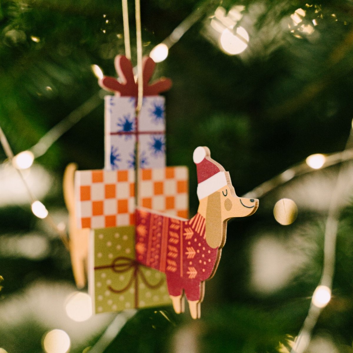 Decoración navideña 3D, perro colgante del árbol de Navidad como regalo
