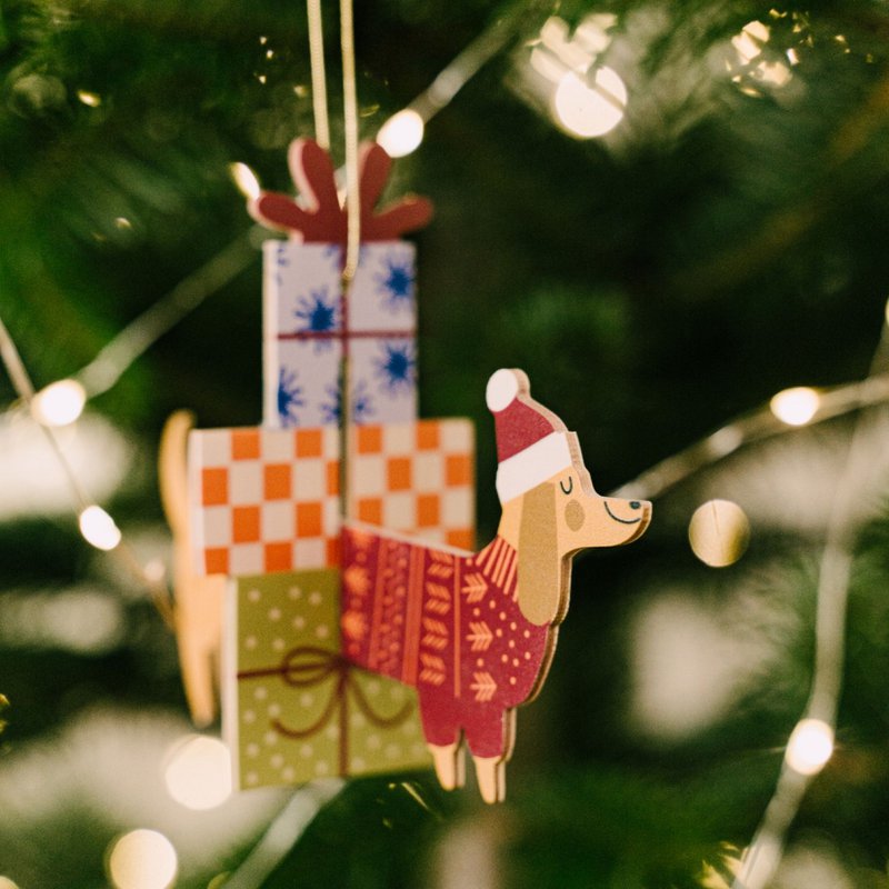 Decoración navideña 3D, perro colgante del árbol de Navidad como regalo