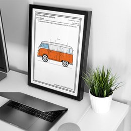 Kolorowy plakat patentowy VW Bus