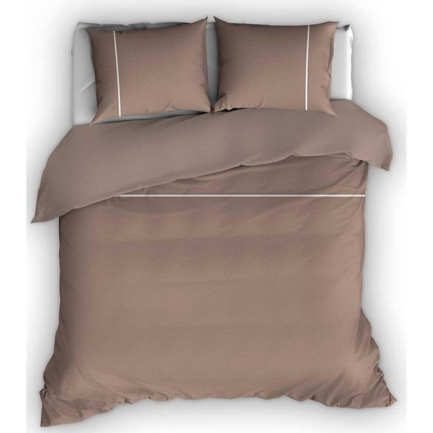 Copripiumino in Flanella Romanette Duchesse Taupe/Bianco