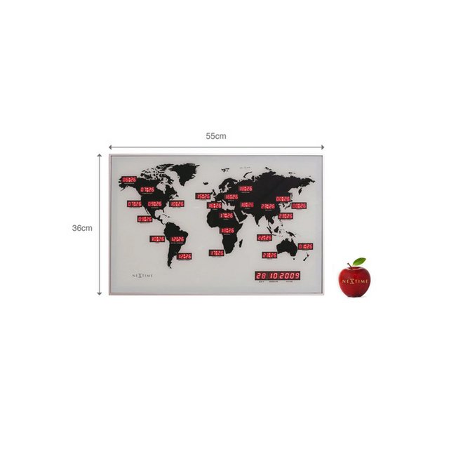 Wereldklok NeXtime Chiffre de l'heure mondiale 55 x 36 cm