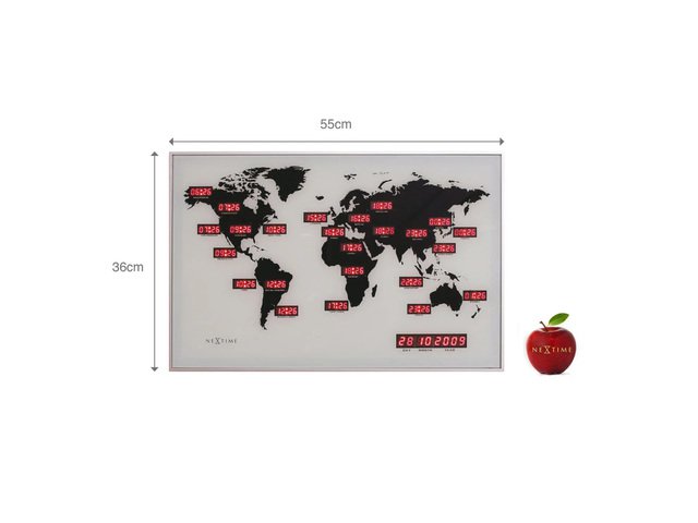 Wereldklok NeXtime World Time Digit 55 x 36 cm