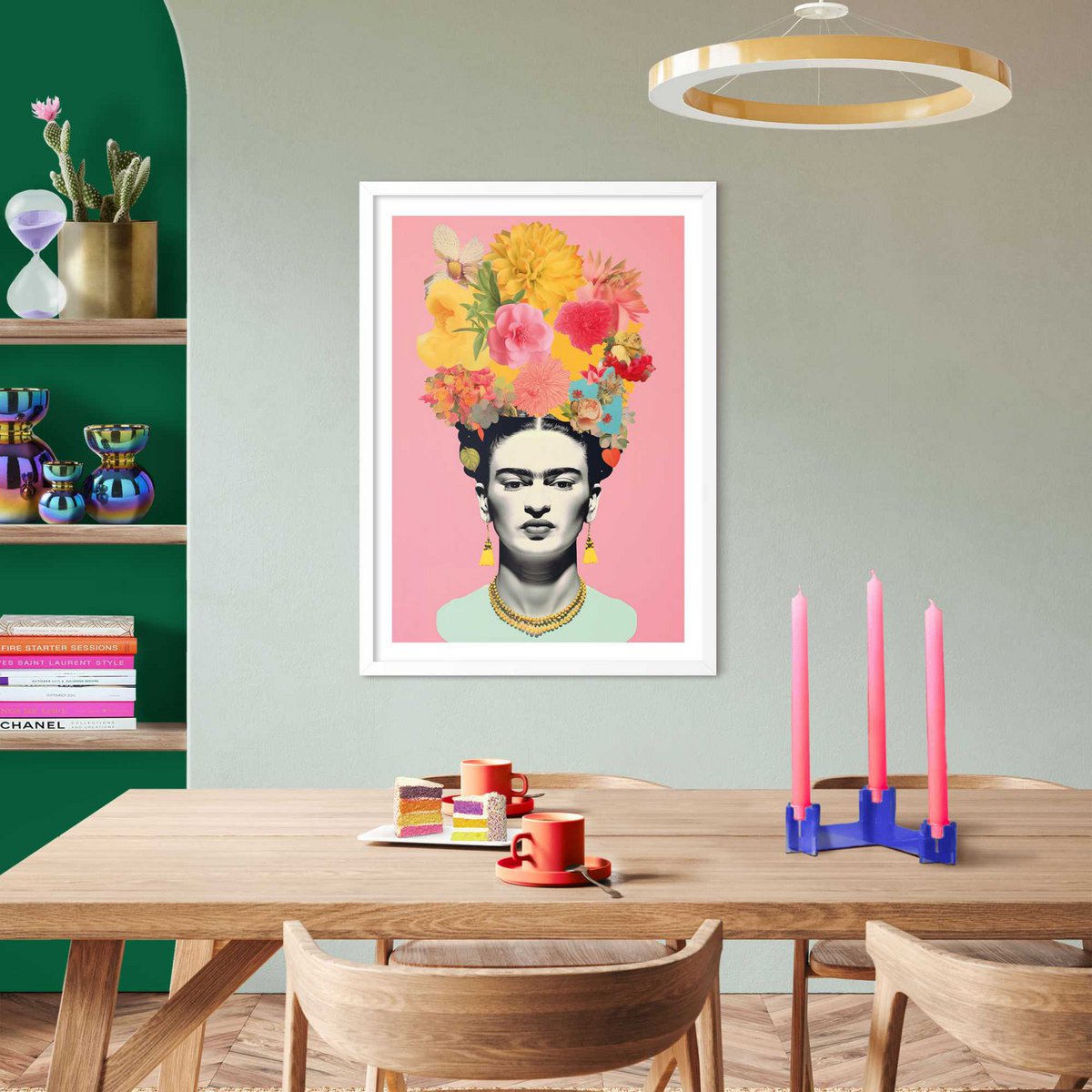Painting Art Frame Frida Kahlo - Flowers 70x50