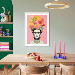 Cadre d'art de peinture Frida Kahlo - Fleurs 70x50