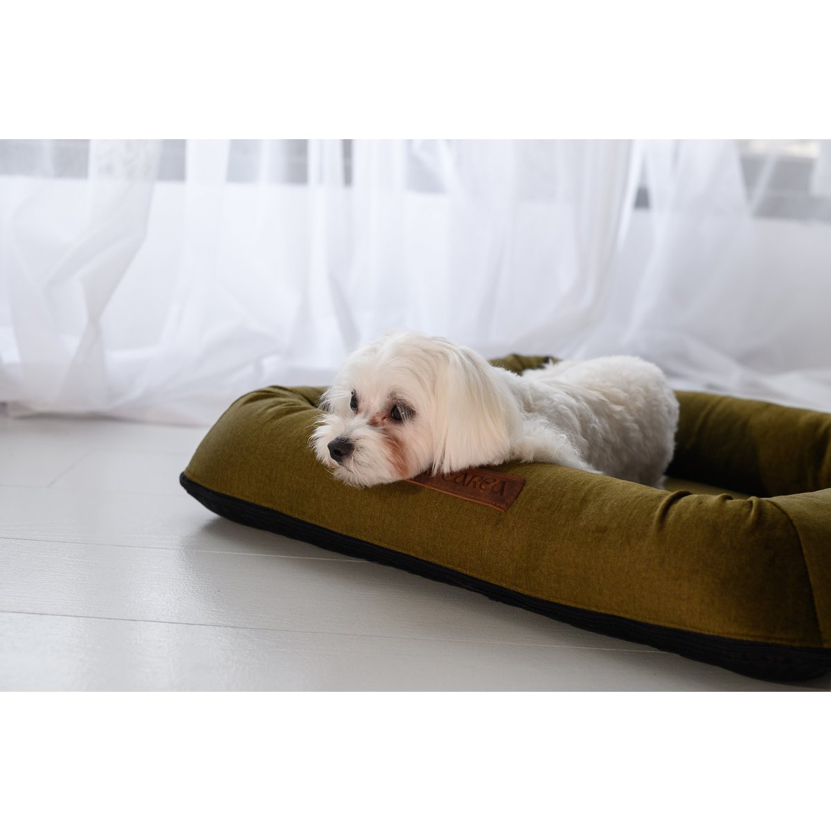 MONOLITH Samt-Hundebett mit abnehmbarer Matratze