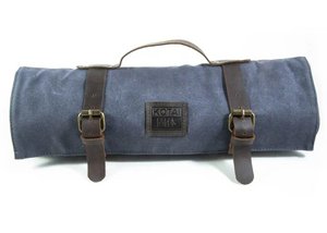 Kitchen Accessories - KOTAI knife roll-up bag - top grain leather and waxed canvas (can hold 8 knives + accessories)