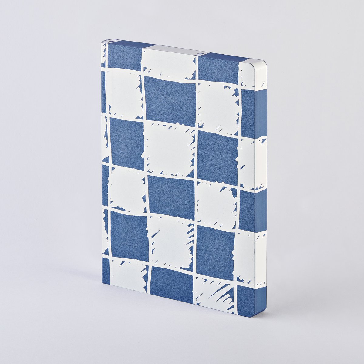 Cheeky Checks - Graphic L | Notebook A5+ | Dotted Journal | 3,5mm dots | 256 numbered pages | 120g Premium-Paper | recycled Denim-Material | sustanably produced in Germany
