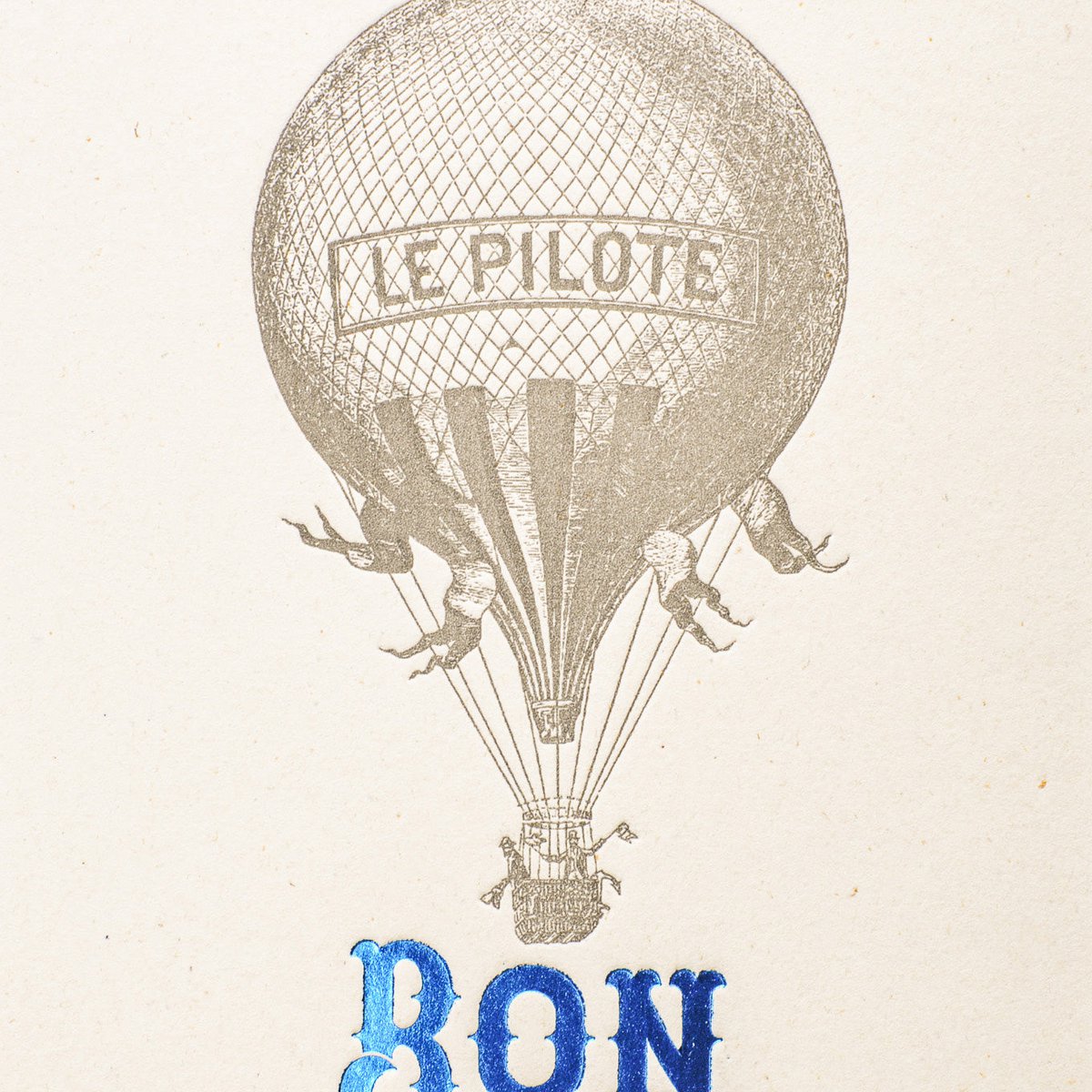 Hot Air Balloon Letterpress Card, blue (with envelope)