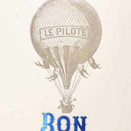 Hot Air Balloon Letterpress Card, blue (with envelope)