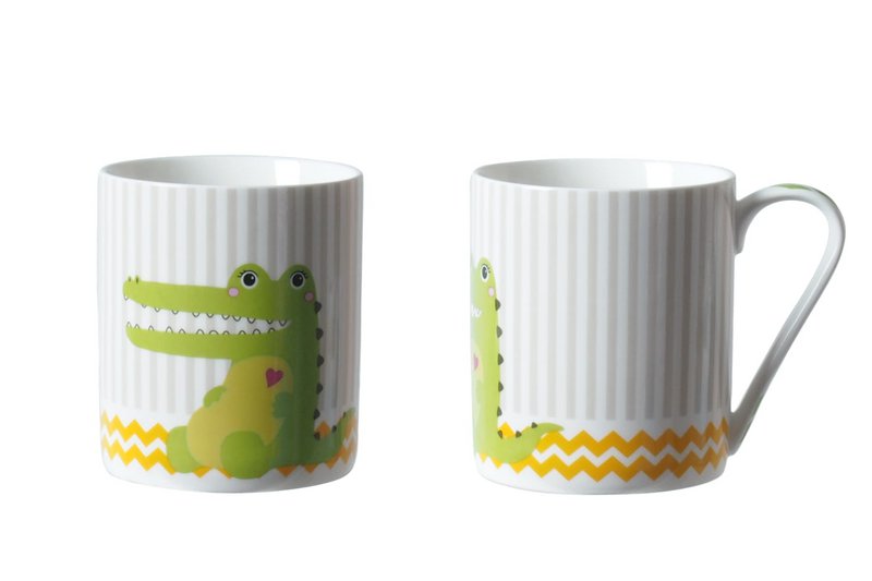 Cocodrilo feliz - juego de cena, juego de desayuno, 4 piezas, porcelana