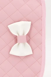 Porte-documents matelassé pour bébé avec nœud, gris
