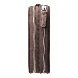 Portefeuille en cuir grainé à double fermeture éclair pour 8 cartes de crédit Marron