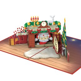 Kerstman in de open haard pop-upkaart