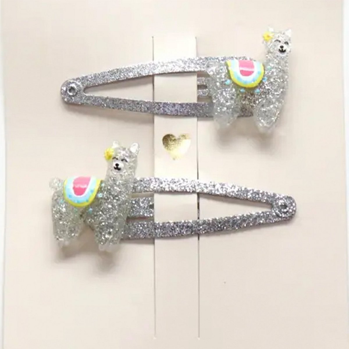 Hair clips - Inca silver llamas