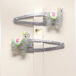 Hair clips - Inca silver llamas