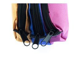 Trousse Kangaro 3 compartiments orange/bleu/fuchsia env. 25x9x11cm