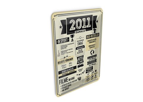 Tin postcard 14x10 cm birthday sign vintage 2011 beige sign