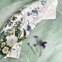 Organic tea towel - Blue Flower Garden JL