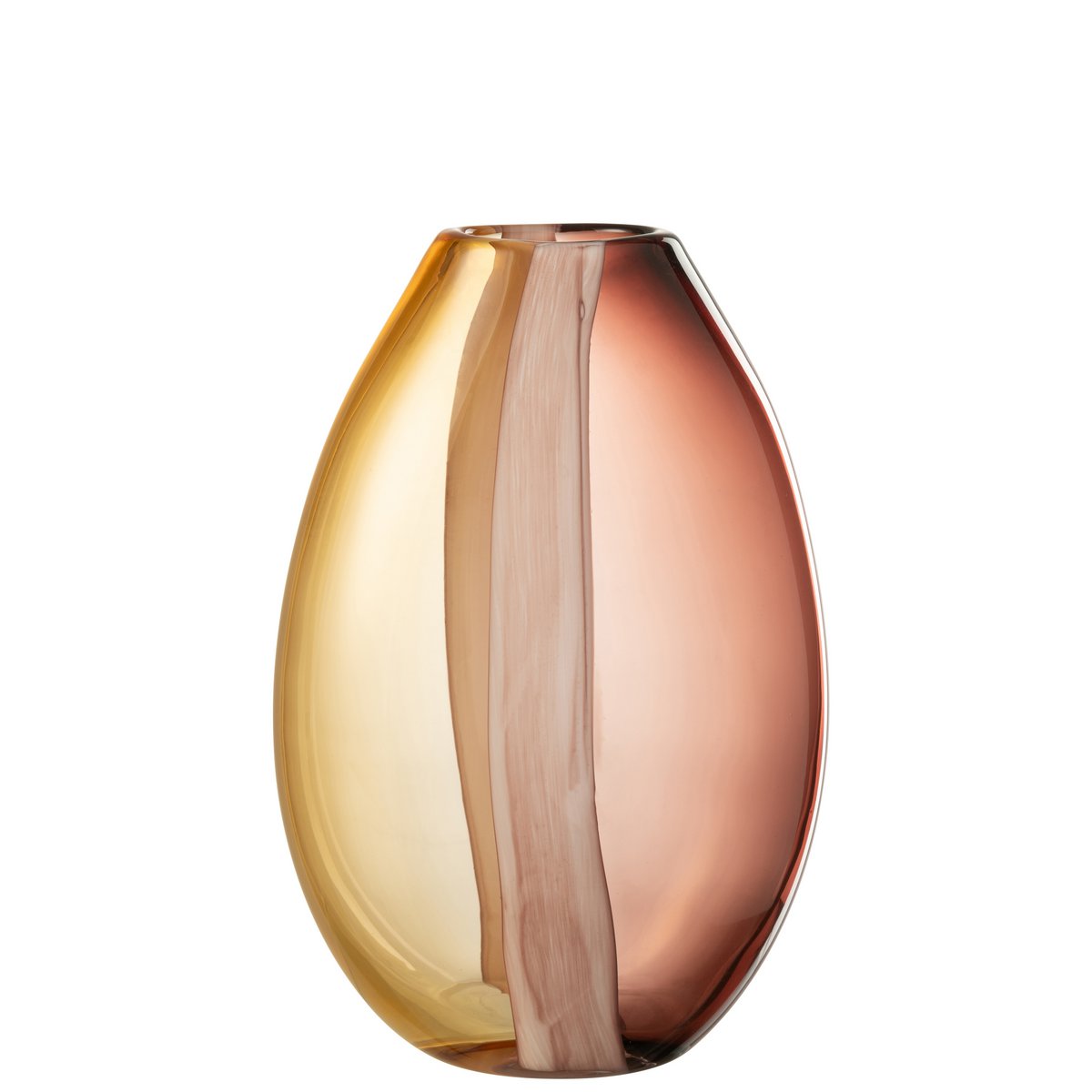 J-Line vaas Arun - glas - bruin/geel - large - Ø 13 cm