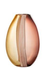 J-Line vaas Arun - glas - bruin/geel - large - Ø 13 cm