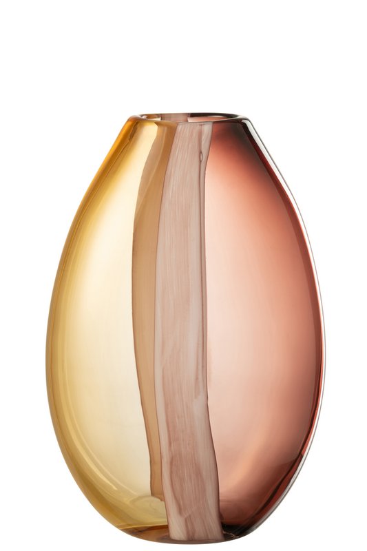 J-Line vaas Arun - glas - bruin/geel - large - Ø 13 cm