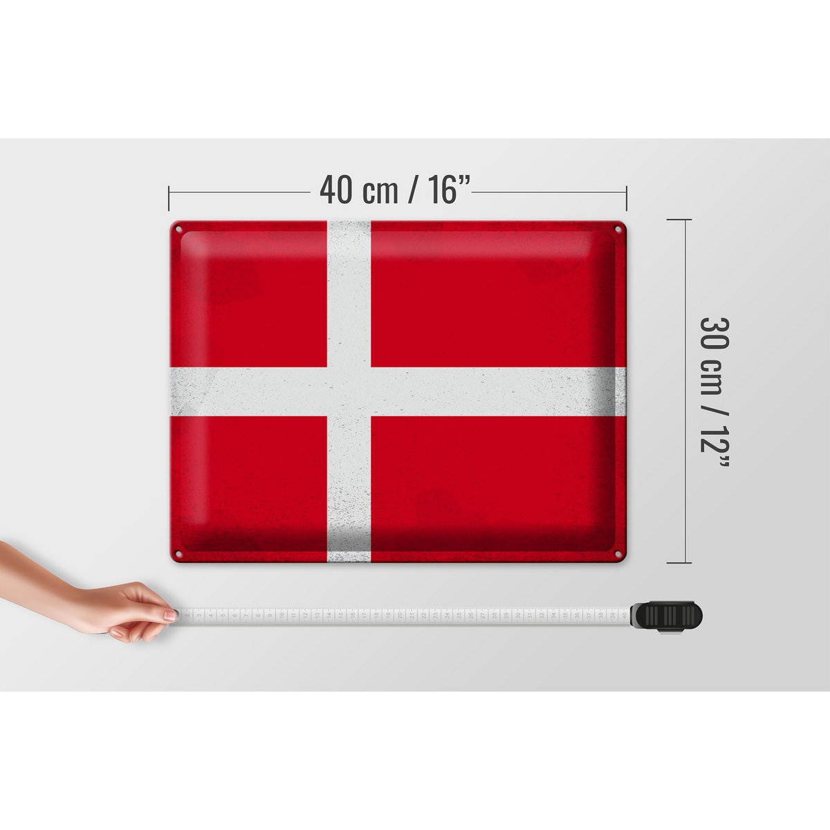 Tin Sign Flag Denmark 40x30cm Flag of Denmark Vintage