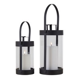 Lanterne Bondi - Nero, Acciaio/Vetro - Set di 2