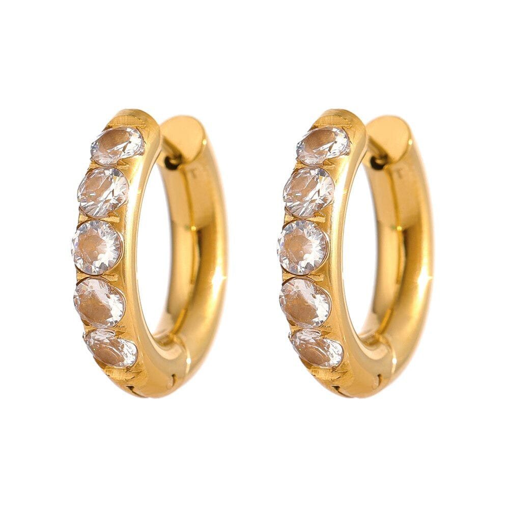 Liam - Crystal Round Gold Huggies