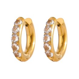 Liam - Crystal Round Gold Huggies