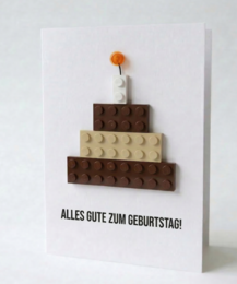 Carte postale de gâteau d'anniversaire – Brique de construction LEGO