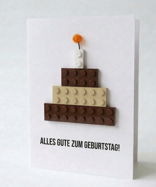 Carte postale de gâteau d'anniversaire – Brique de construction LEGO