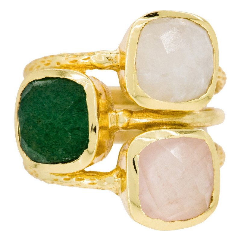 "Elsa" Aventurine and Rose Quartz ring