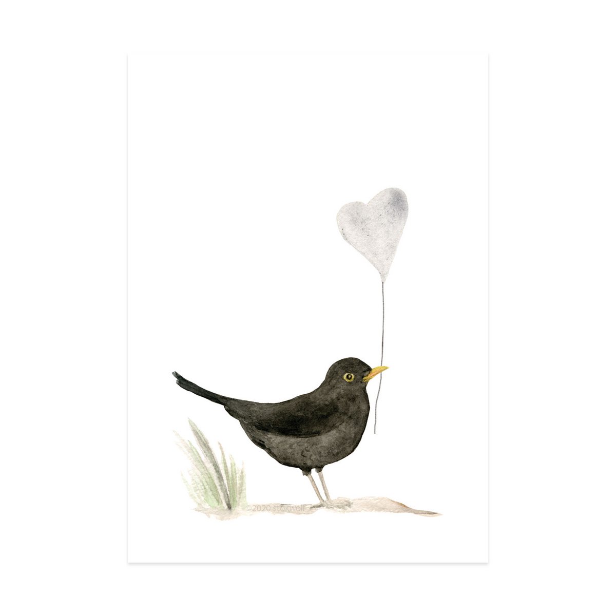 mini card | Blackbird & heart (A7)