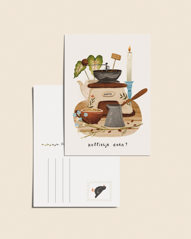“Would you like some coffee?” – A6 Illustrated Map | 350gsm Tintoretto Gesso