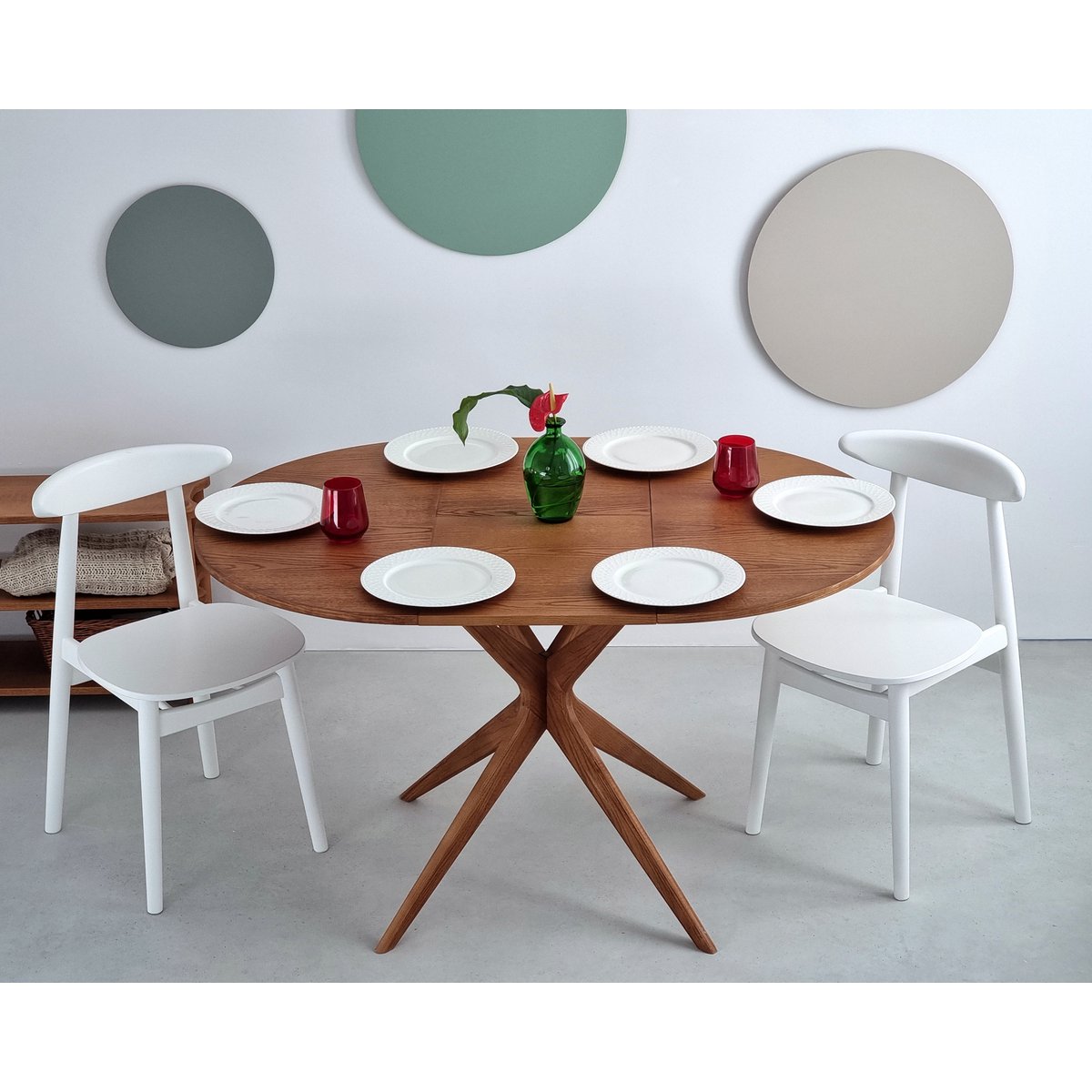 Round Extendable Dining Table veneered JUBI