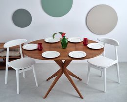 Rundt udvideligt spisebord fineret JUBI